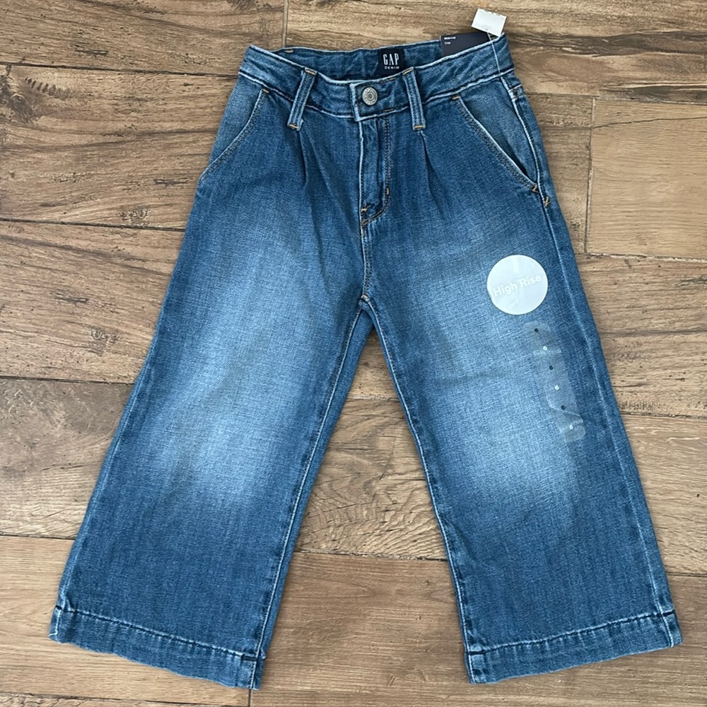 GAP Kids Girls High Rise Wide Leg Crop Jeans Size 6 NWT